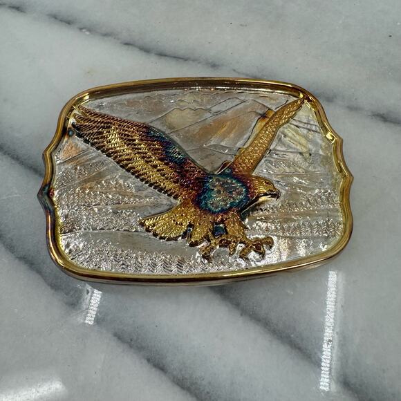 Gold and silver eagle belt buckle - Picture 1 of 4